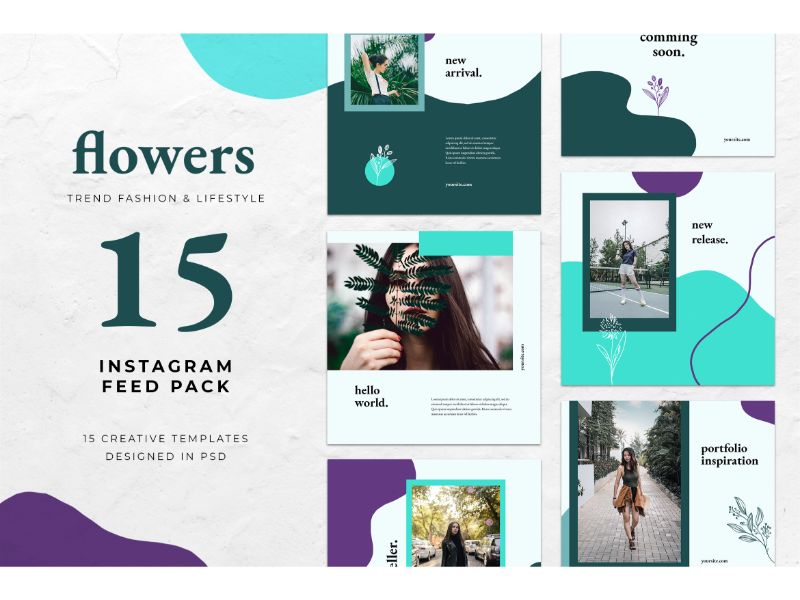 Instagram Feed Pack Flowers Social Media Template