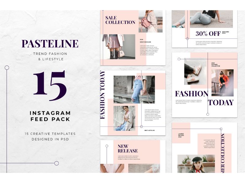 Instagram Feed Pack Pasteline Social Media Template