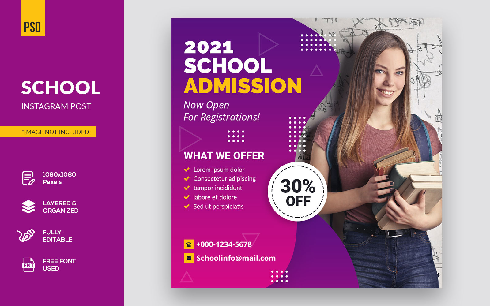 Modern Banner School  Post Social Media Template