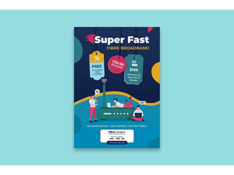 Poster Fibre Broadband - Vector Image