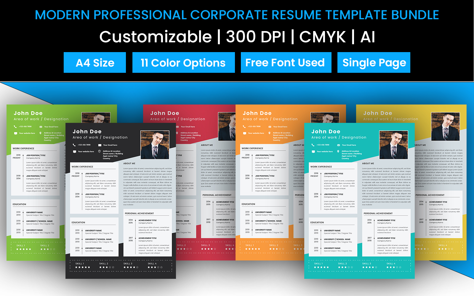 Modern Professional Corporate Bundle Resume Template