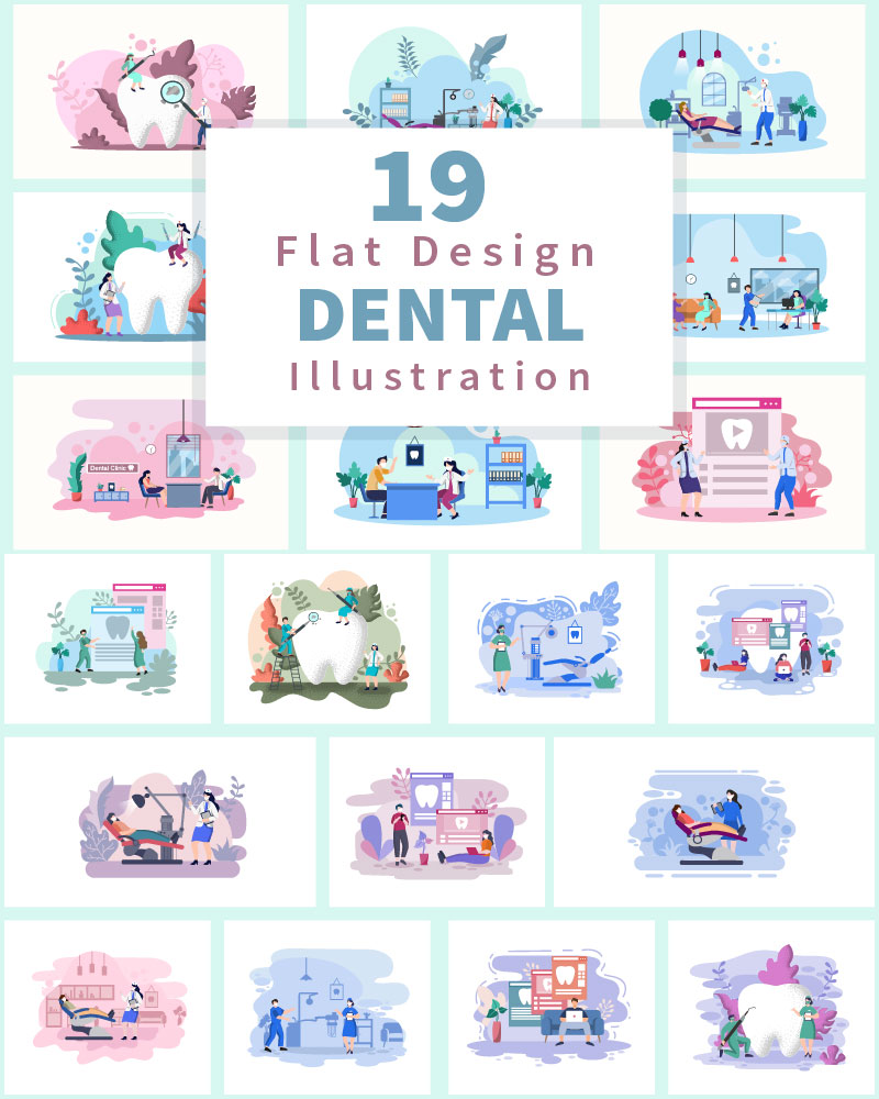 19 Dental Office Flat Design - Illustration