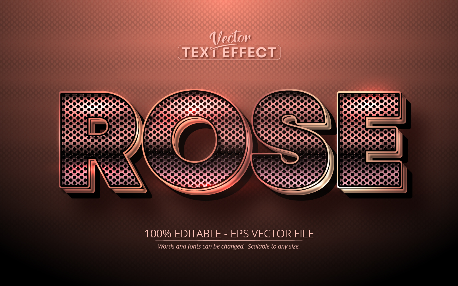 Shiny Rose Gold Text Effect - Vector Image