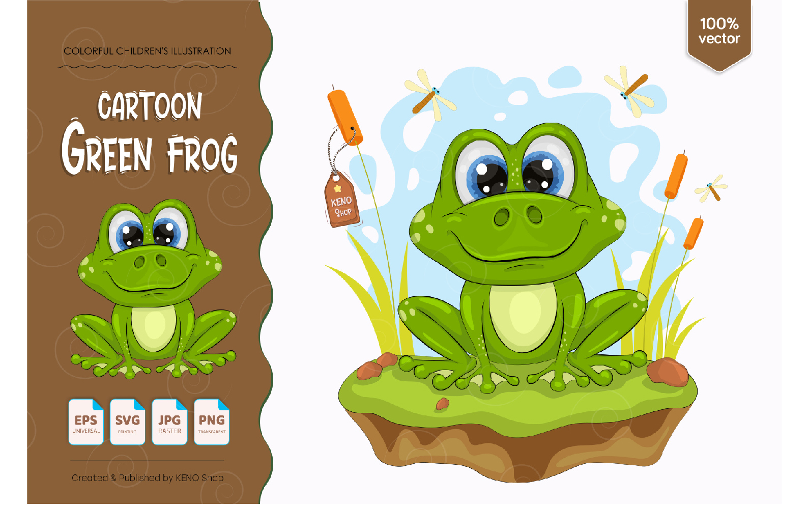 Cartoon Green Frog - Vector Image