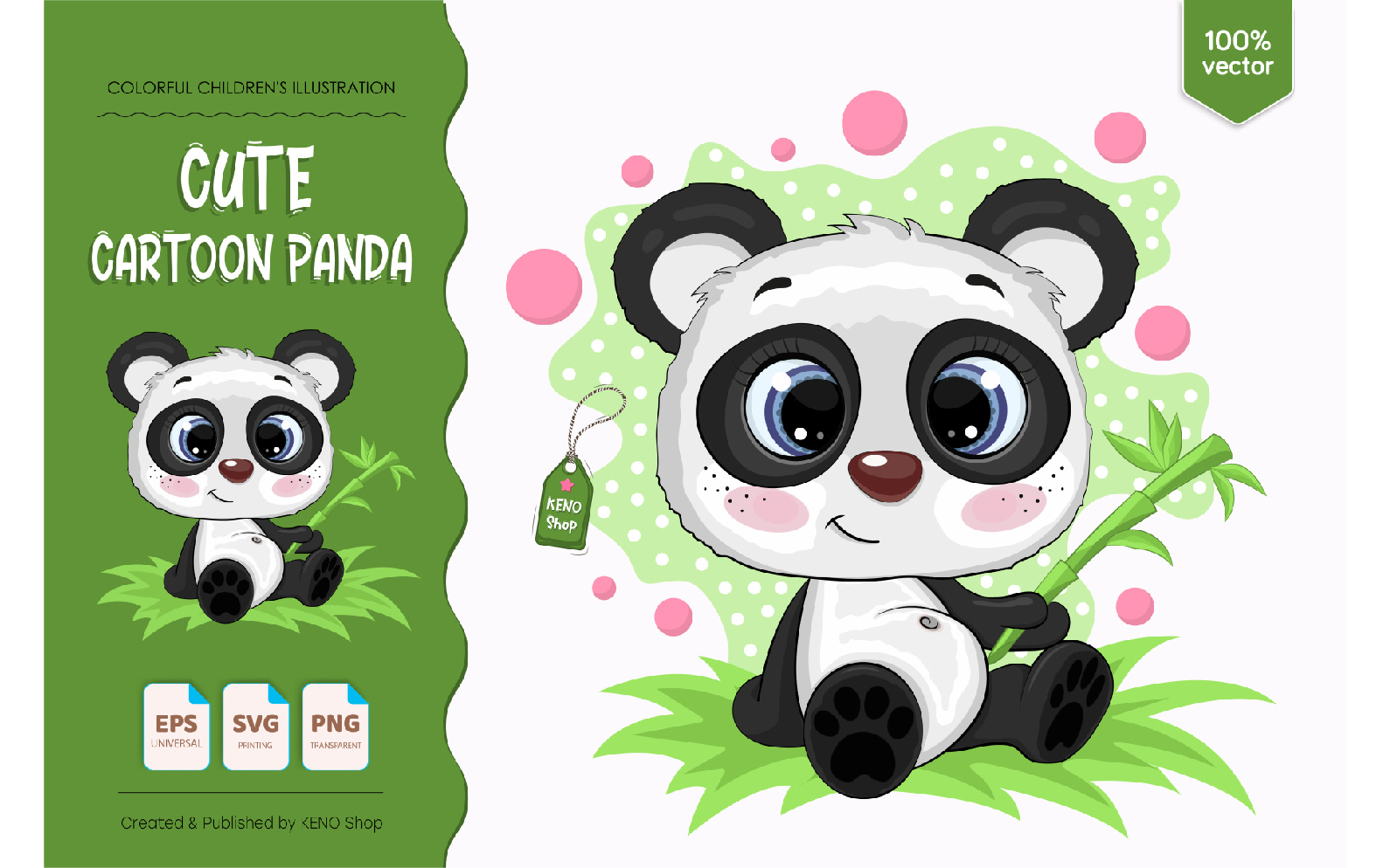 Cute Cartoon Panda - Vector Image