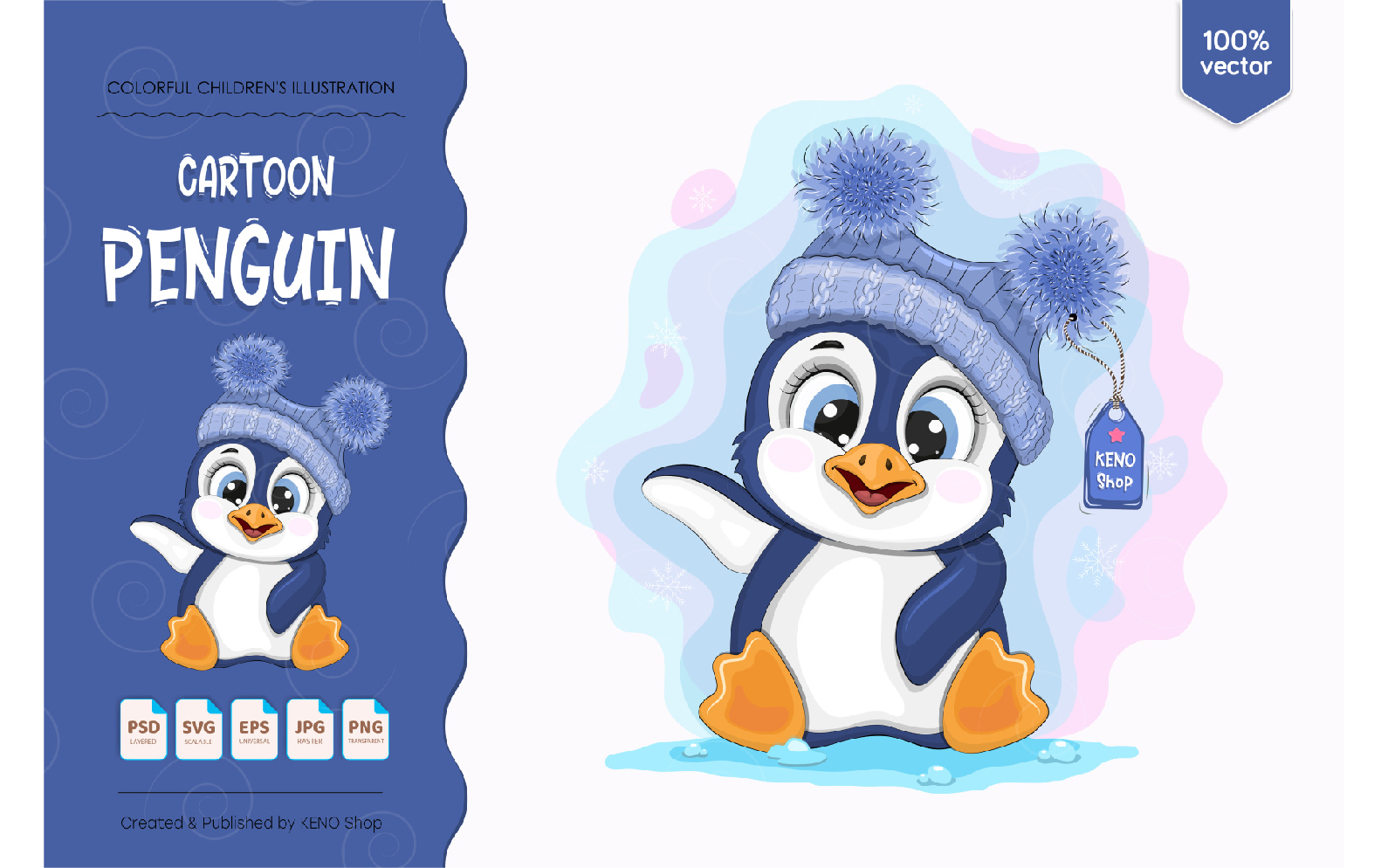 Cute Cartoon Penguin - Vector Image