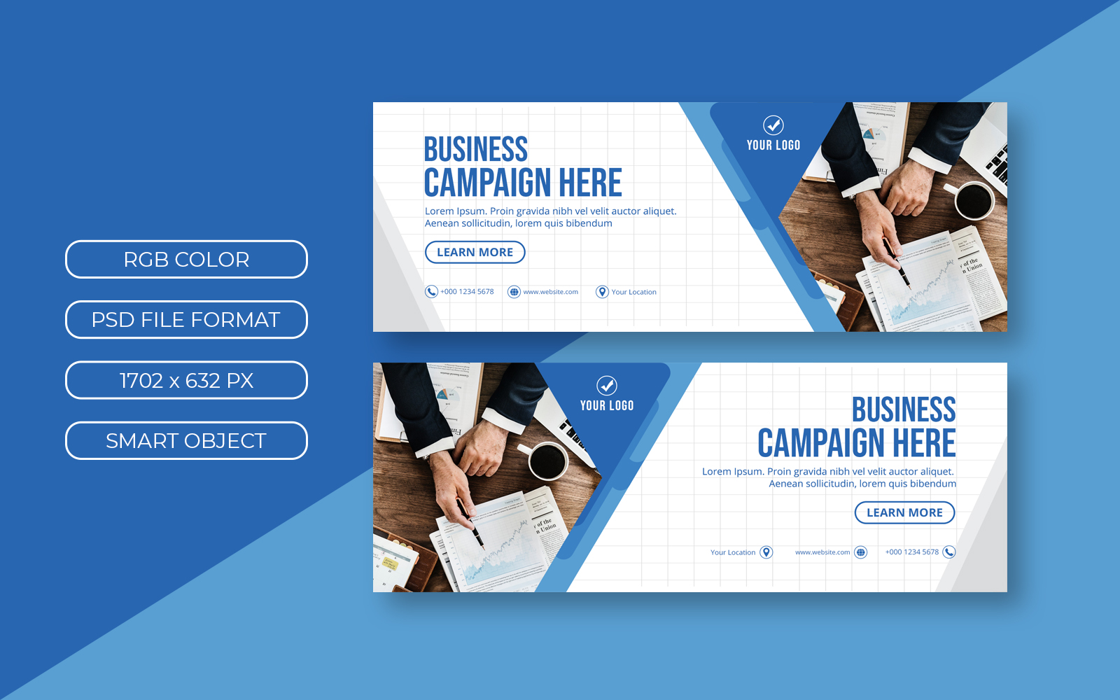 Corporate Facebook Cover Template with Photo for Social Media