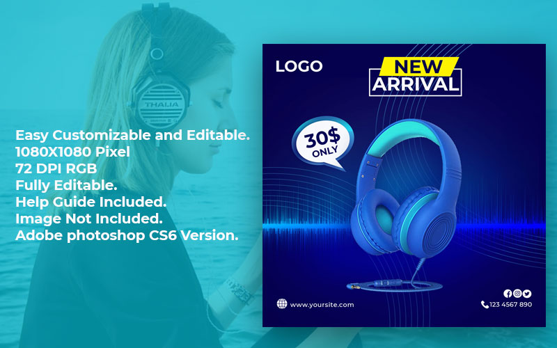 Headphone Sale Banner Social Media Template