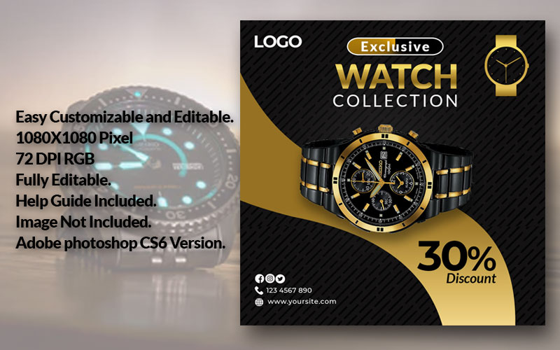 Watch Sale Banner Social Media Template