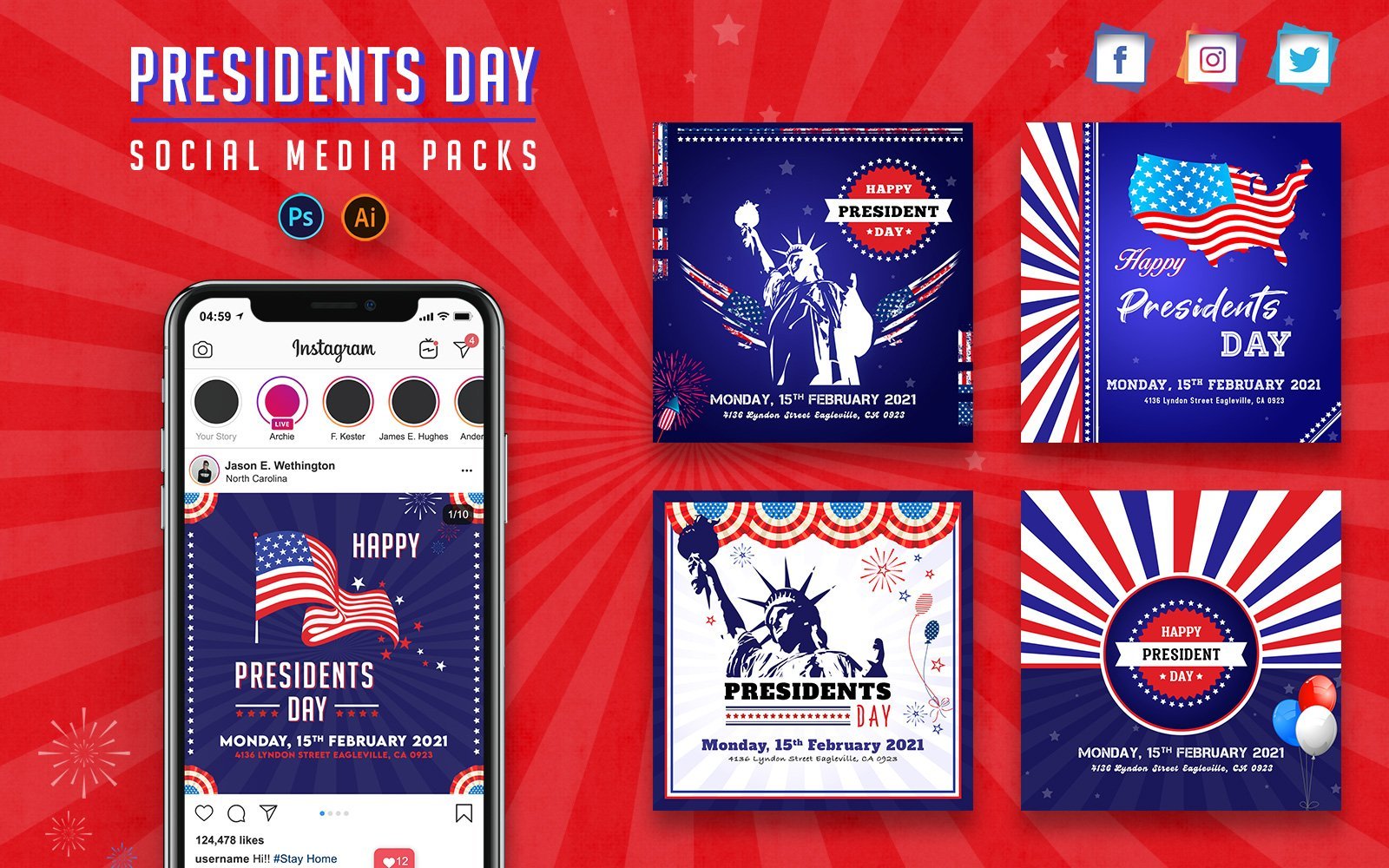 President Day  Packs Social Media Template