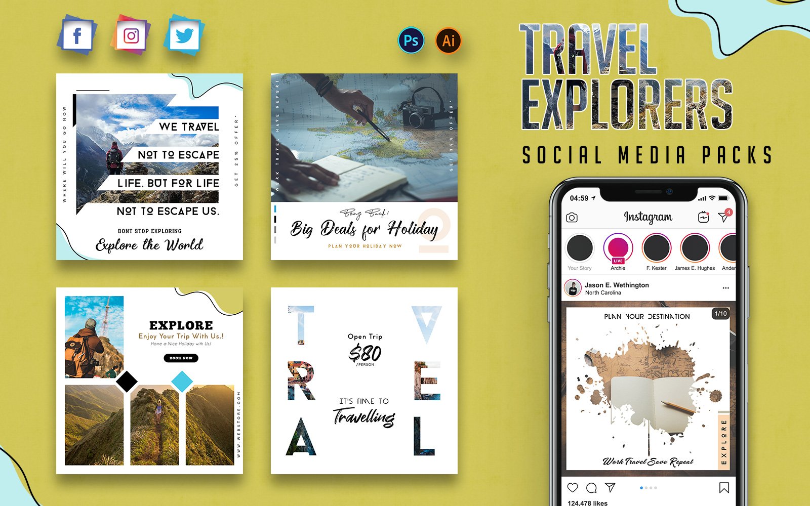 Travel Explorers  Packs Social Media Template