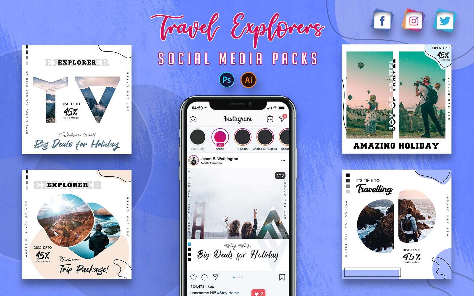 Travel Explorers  Packs Social Media Template