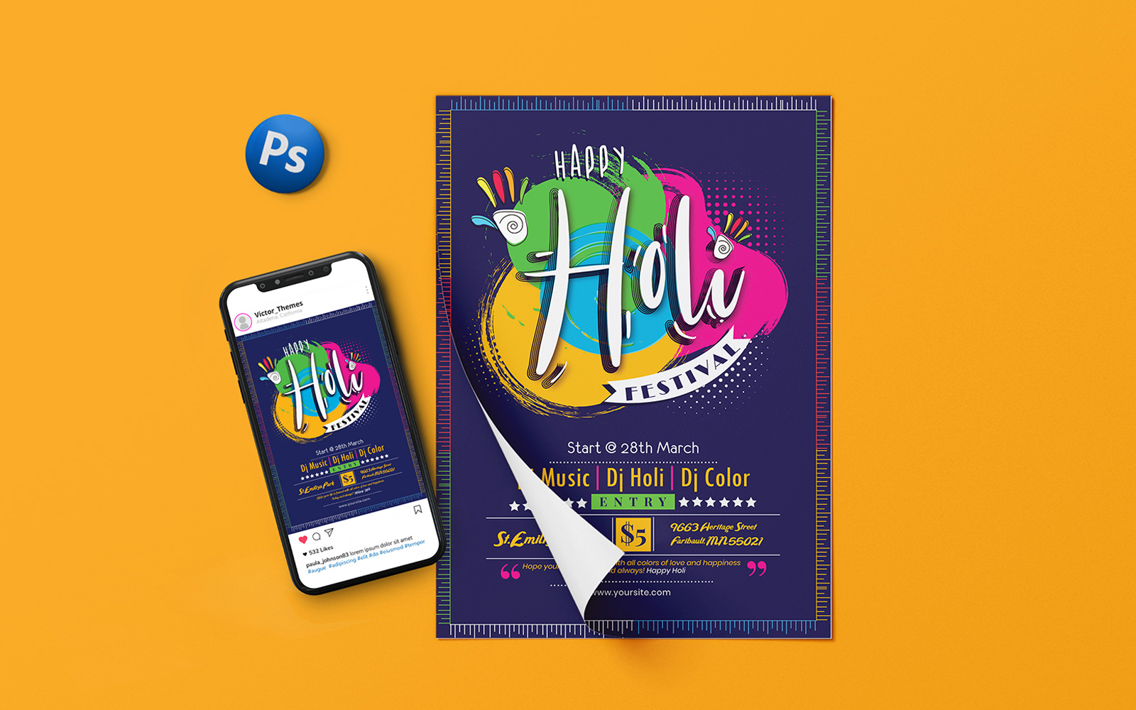 Holi Festival Flyer - Corporate Identity Template