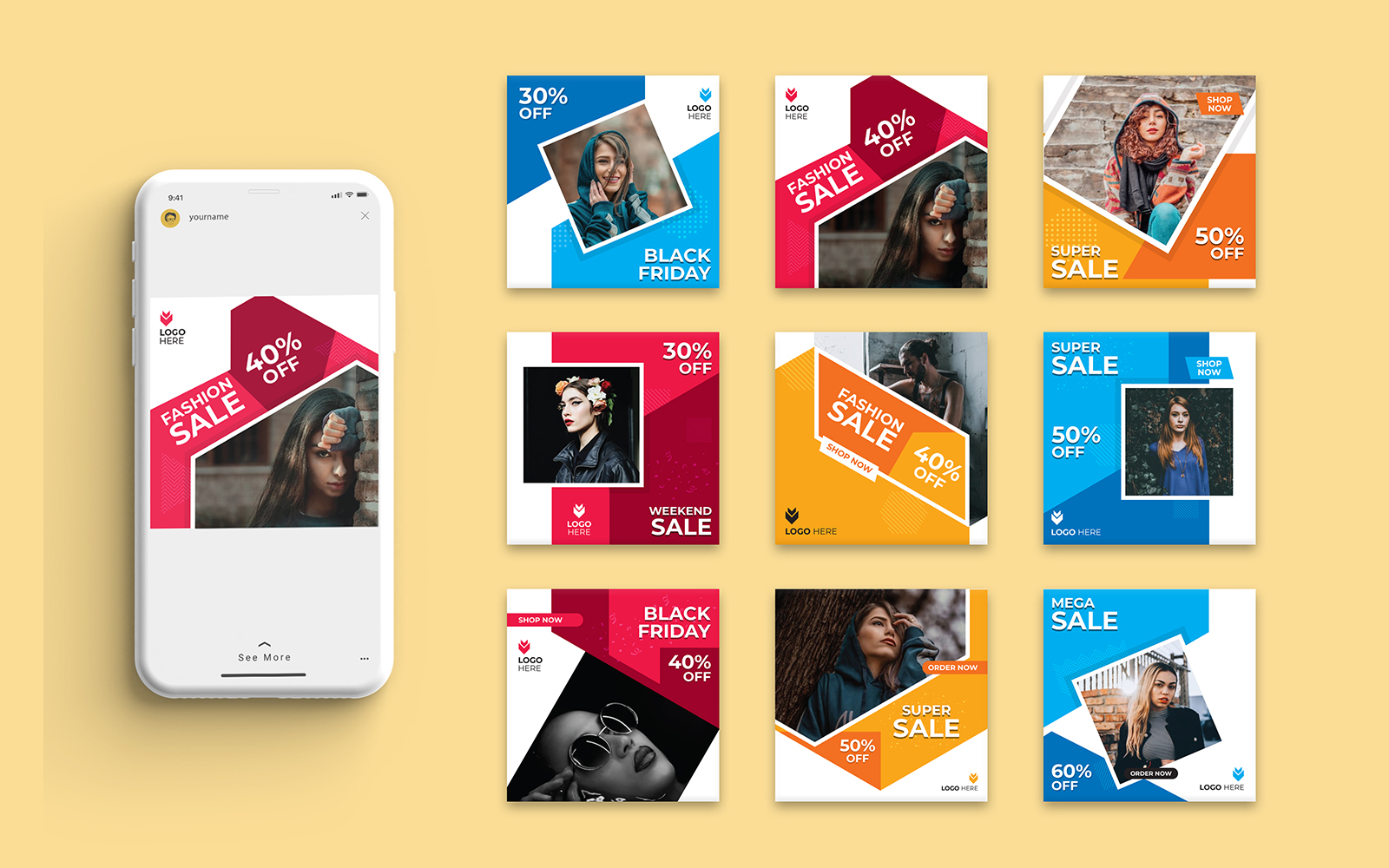 Fashion Sale  Post Collect Social Media Template