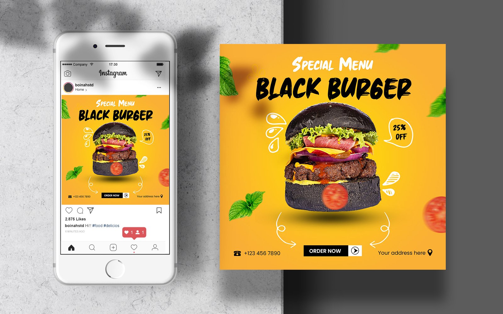 Food Instagram Banner Post Template for Social Media