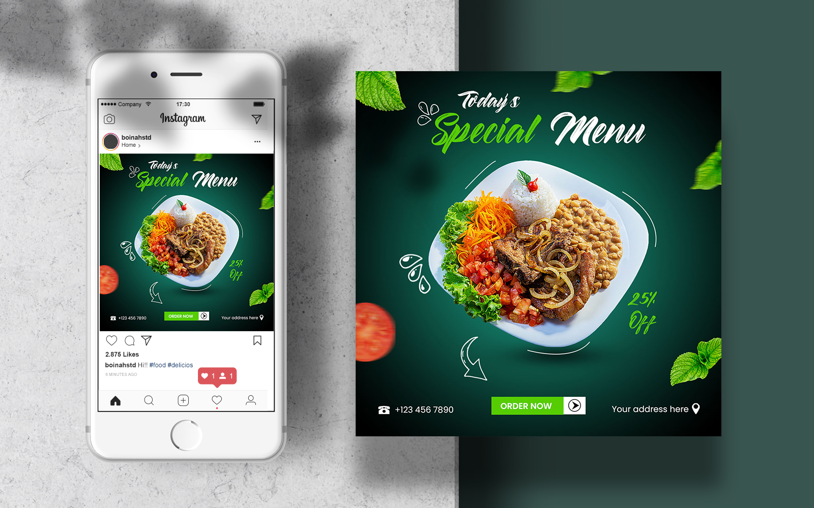 Food Instagram Template Banner Post for Social Media