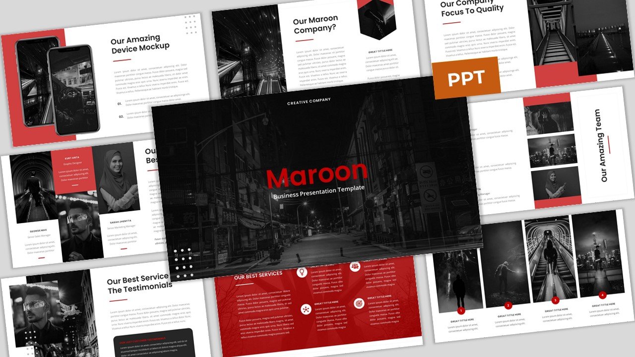 Maroon - Business PowerPoint template