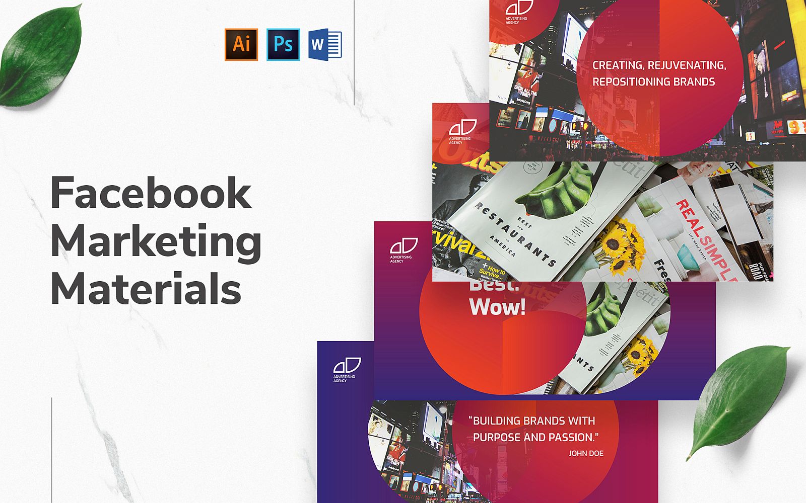 Advertising Agency Facebook Cover and Post Social Media Template