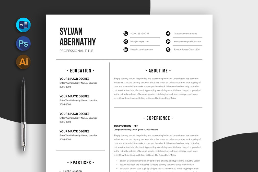 Sylvan Abernathy Clean Resume Template