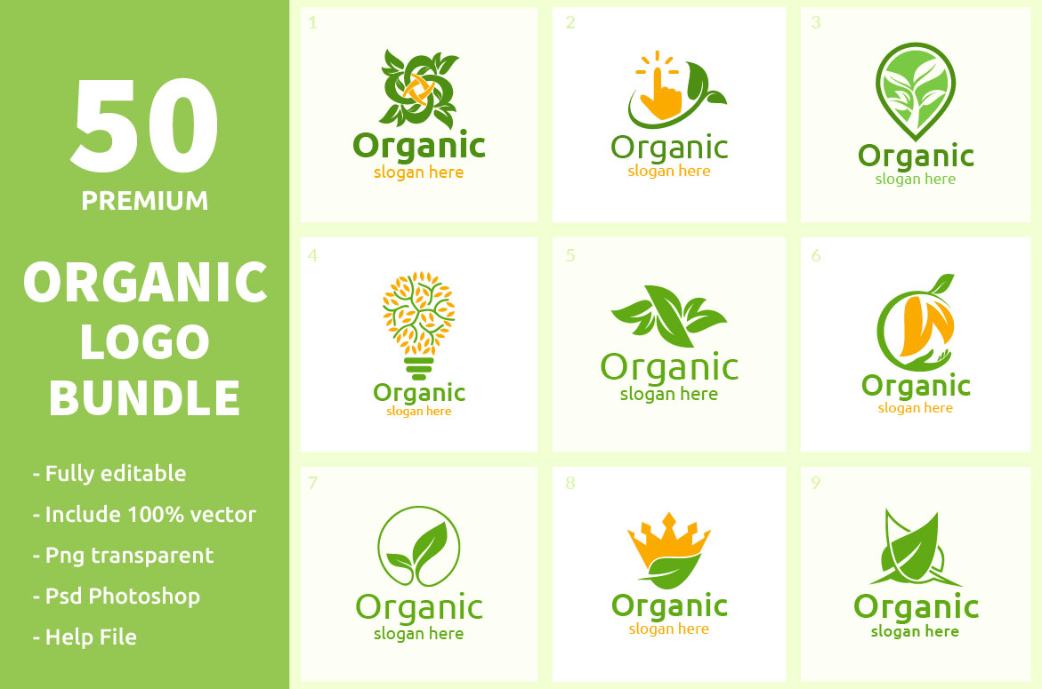 50 Organic Logo Bundle