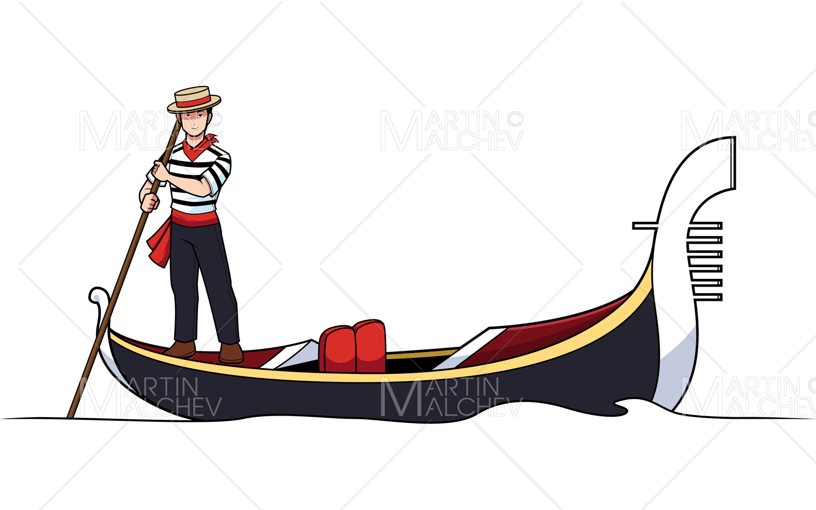 Gondolier on White