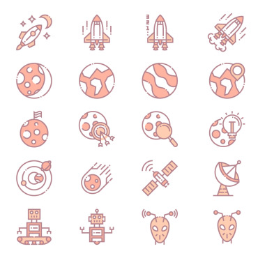 Rovermeteormeteoritemoonorbitplanetrocketsatellitesatellite Dishsaturn Icon Sets 166001