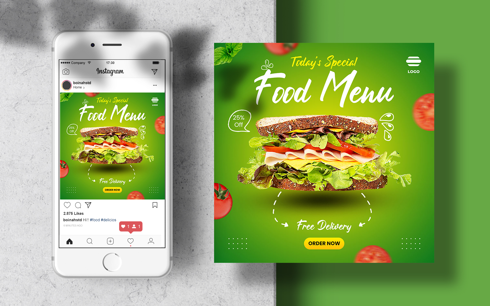 Food menu instagram banner template Social Media Template