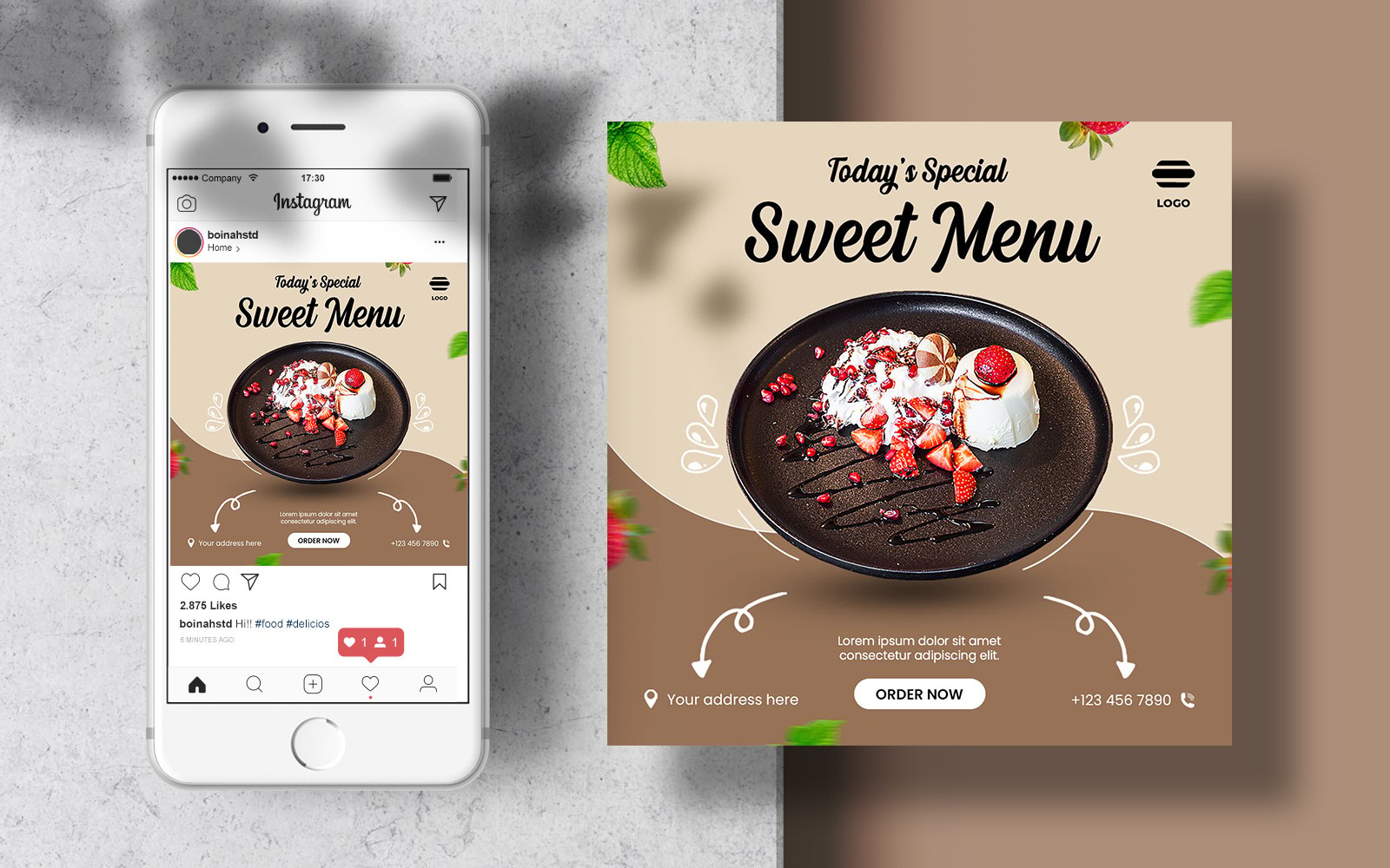 Instagram Food Banner Template Post for Social Media