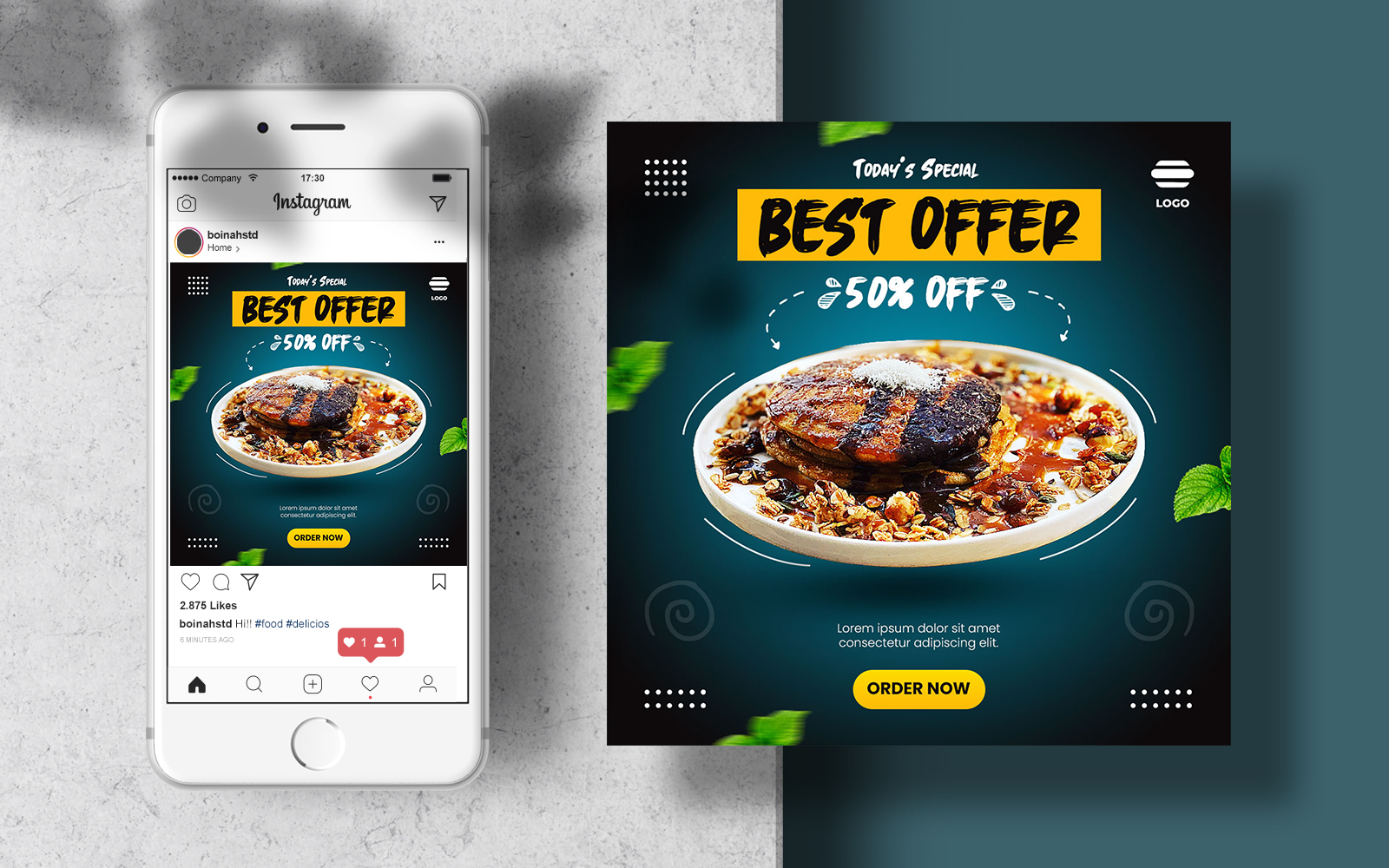 Instagram Food Banner Template Post for Social Media