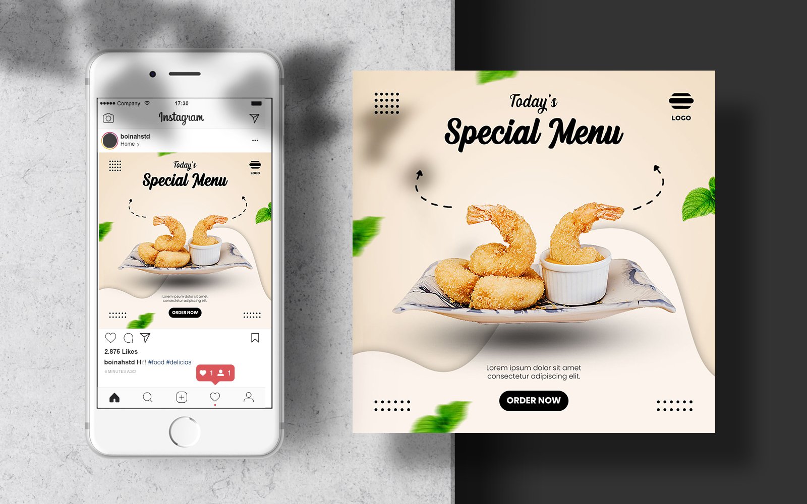 Instagram Feed Template for Food Menu for Social Media