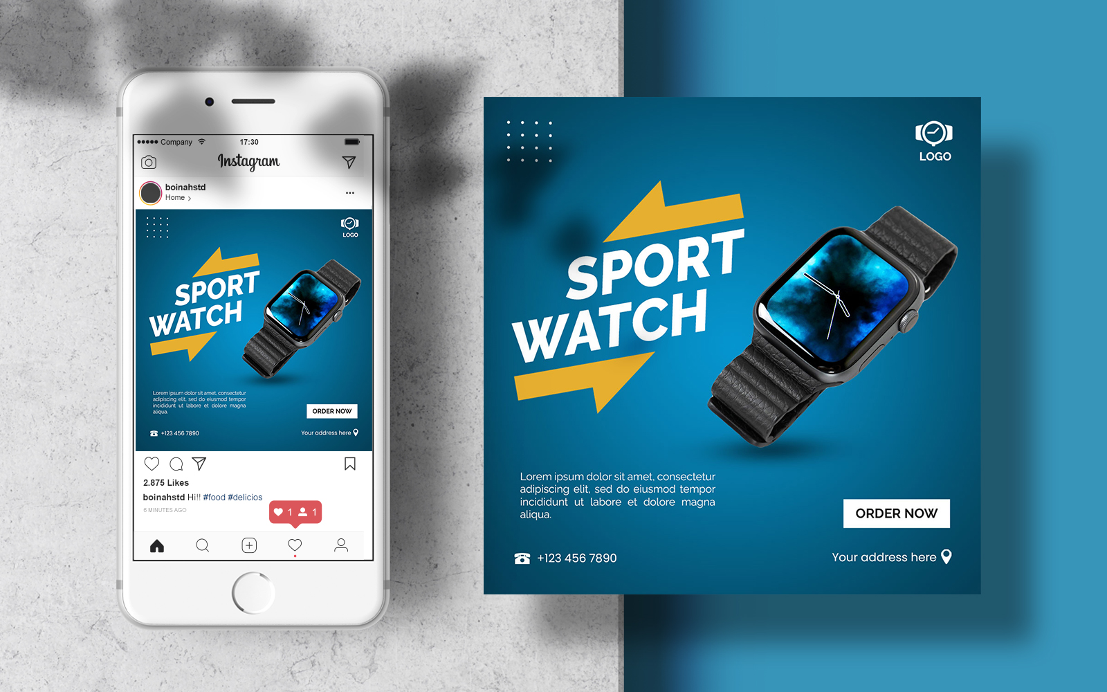 Sport Watch Instagram Feed Banner Template for Social Media
