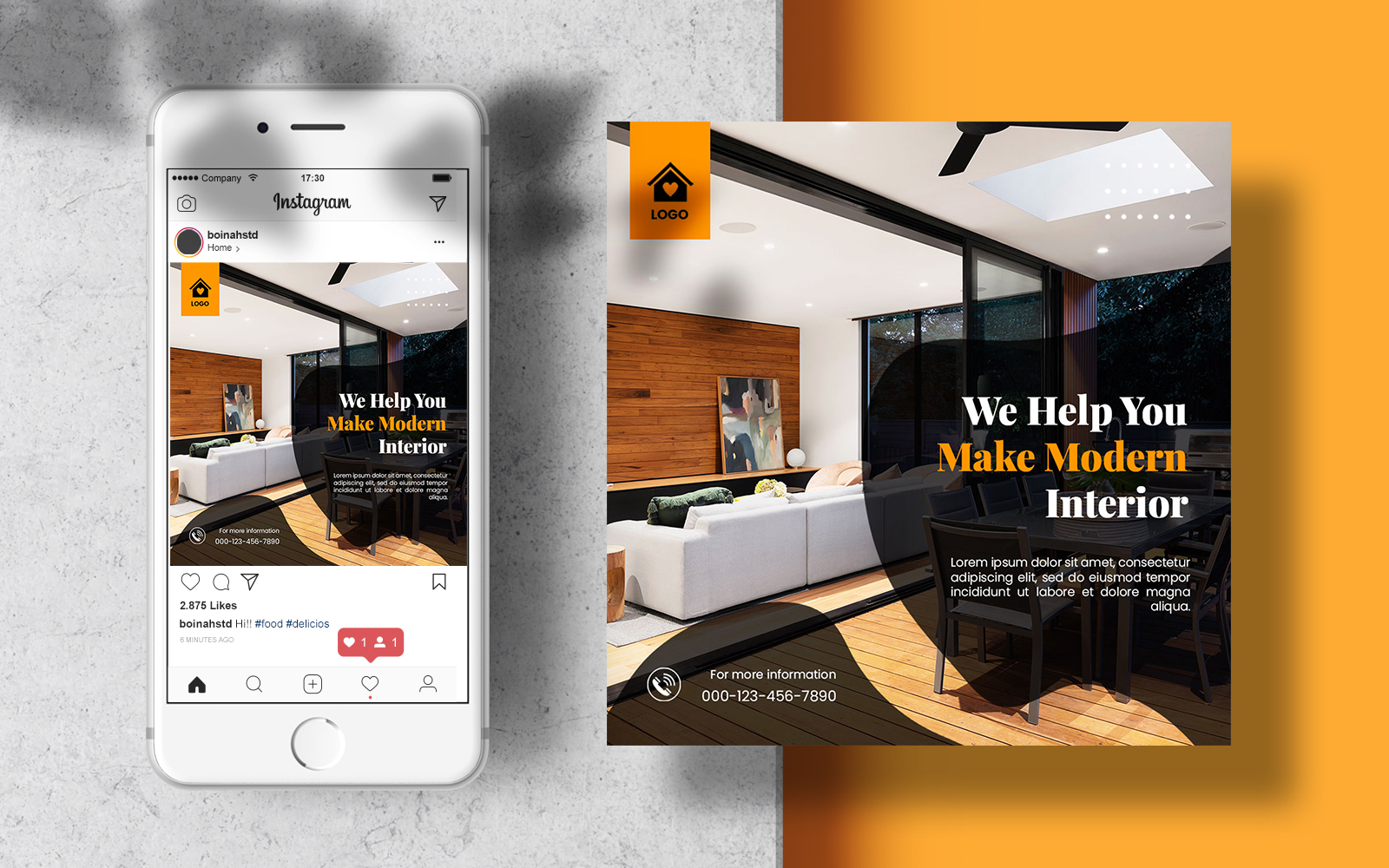 Interior Design Instagram Post Banner Social Media Template