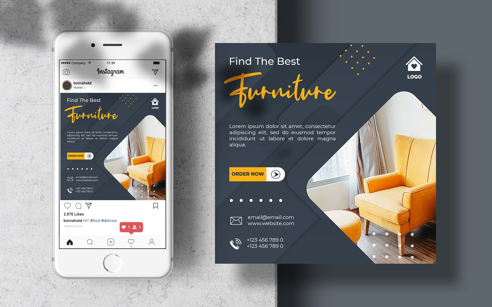 Modern Furniture Instagram Post Template for Social Media