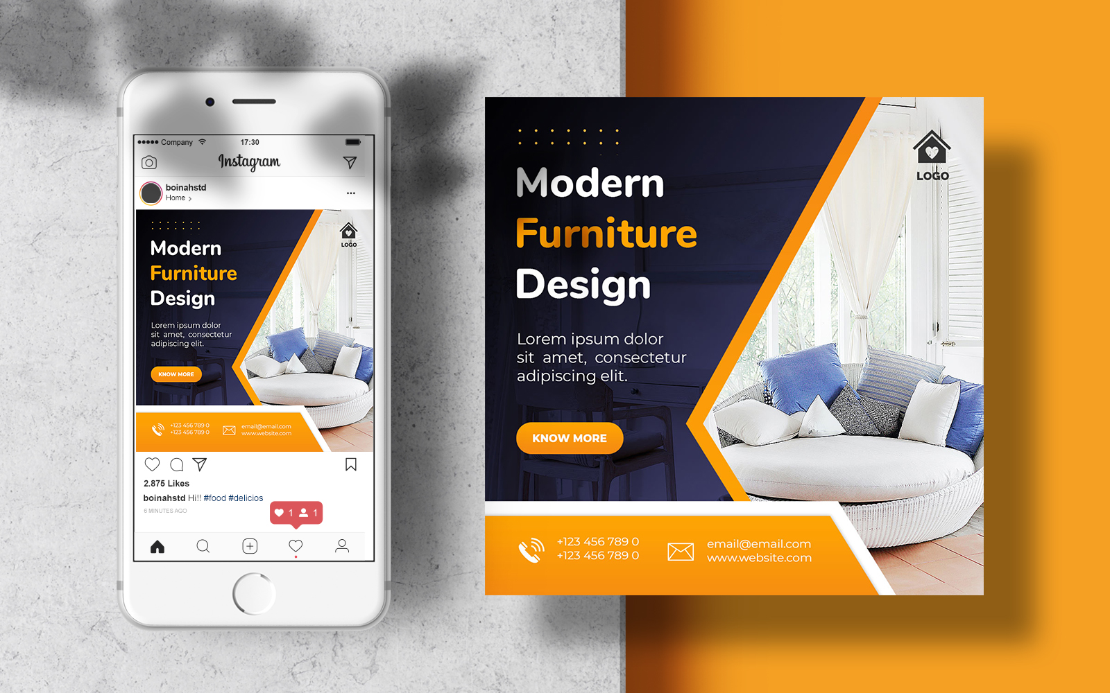 Square Instagram Banner Furniture Social Media Template