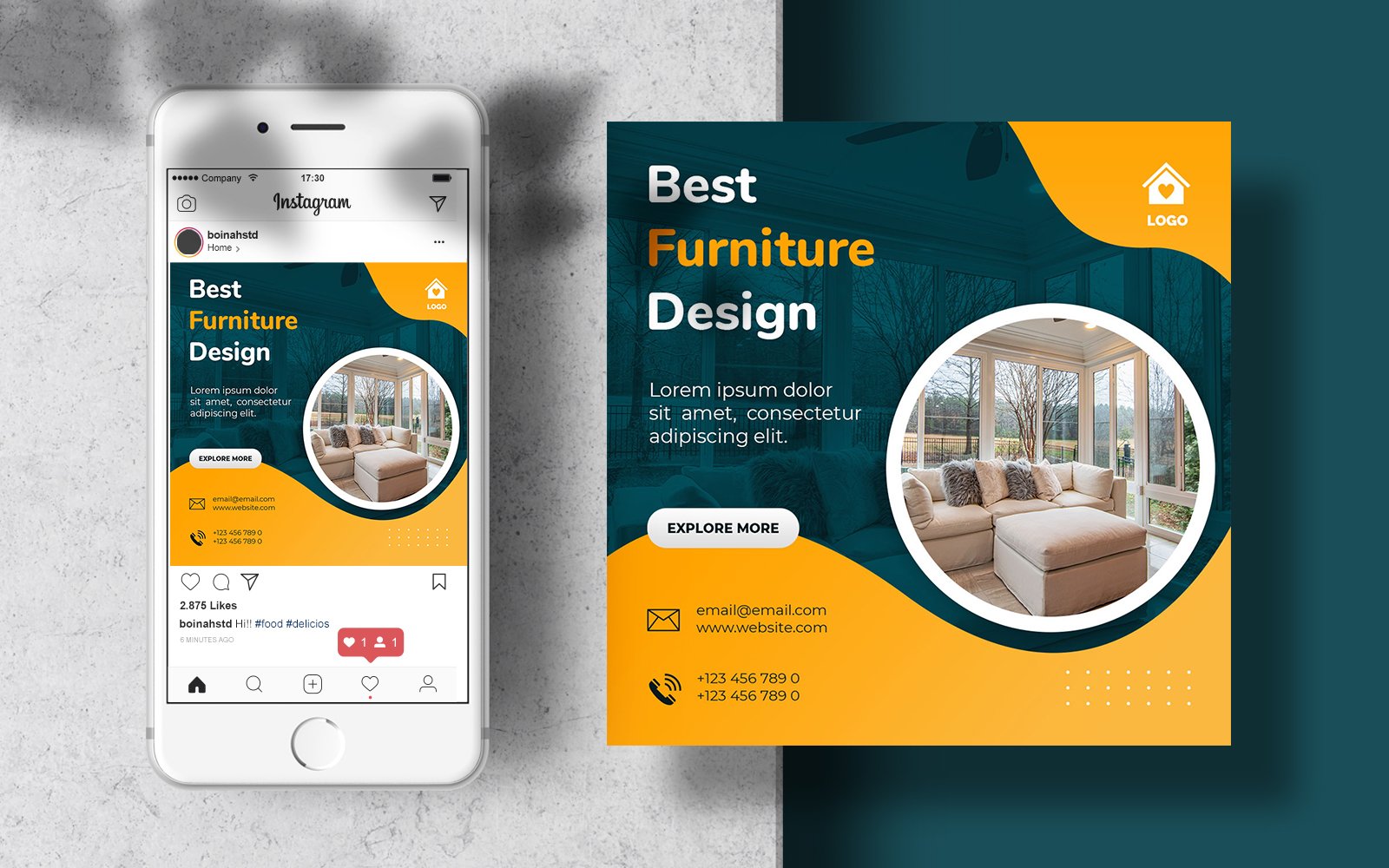 Furniture Design Instagram Template Post for Social Media