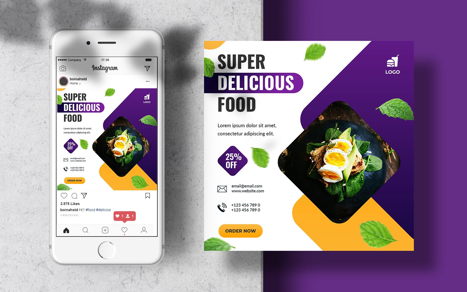 Delicious Food Menu Instagram Feed Banner Social Media Template