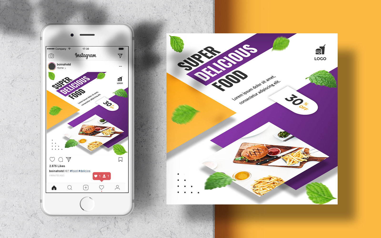 Food Menu Social Media Feed Template for Social Media