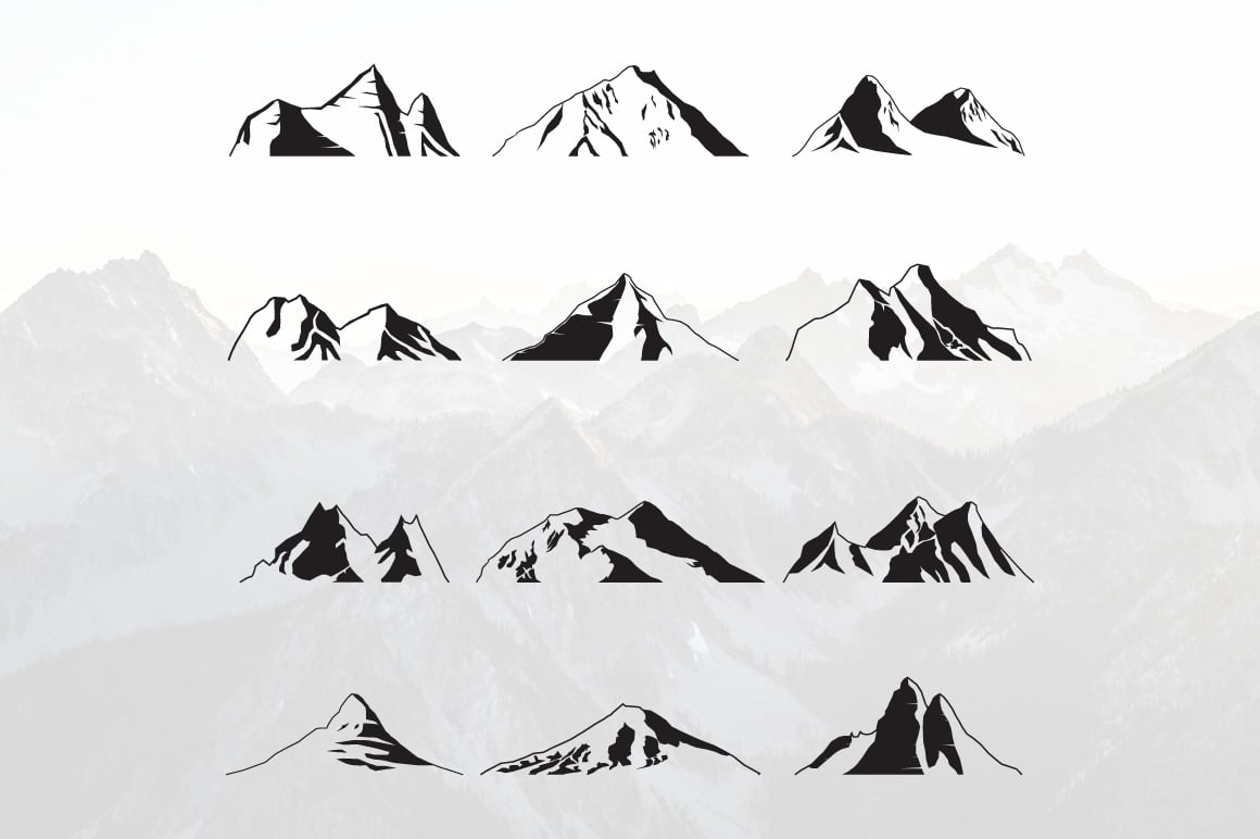 Mountain Silhouette Landscape Peak - Illustration Set