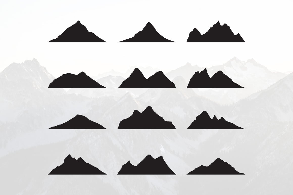 Mountain Silhouette Landscape Icon Peak Simple