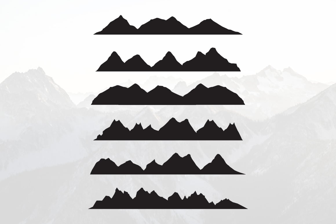 Mountains Silhouette Landscape in Panoramic Set