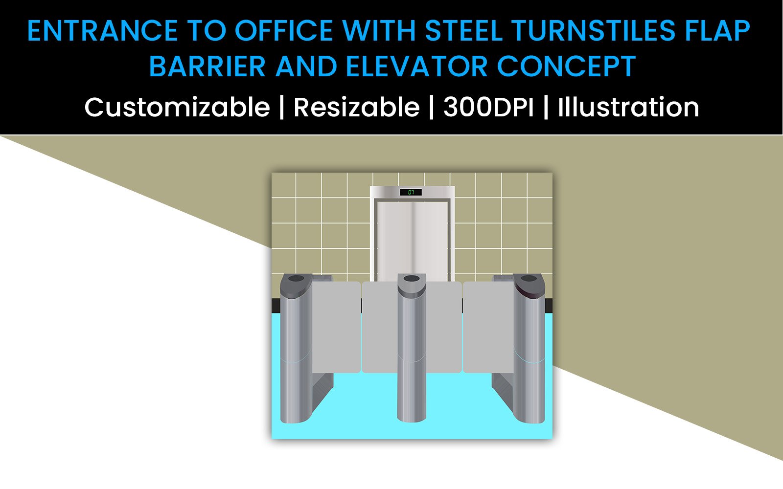 Entrance to Office with Steel Turnstiles Flap Barrier