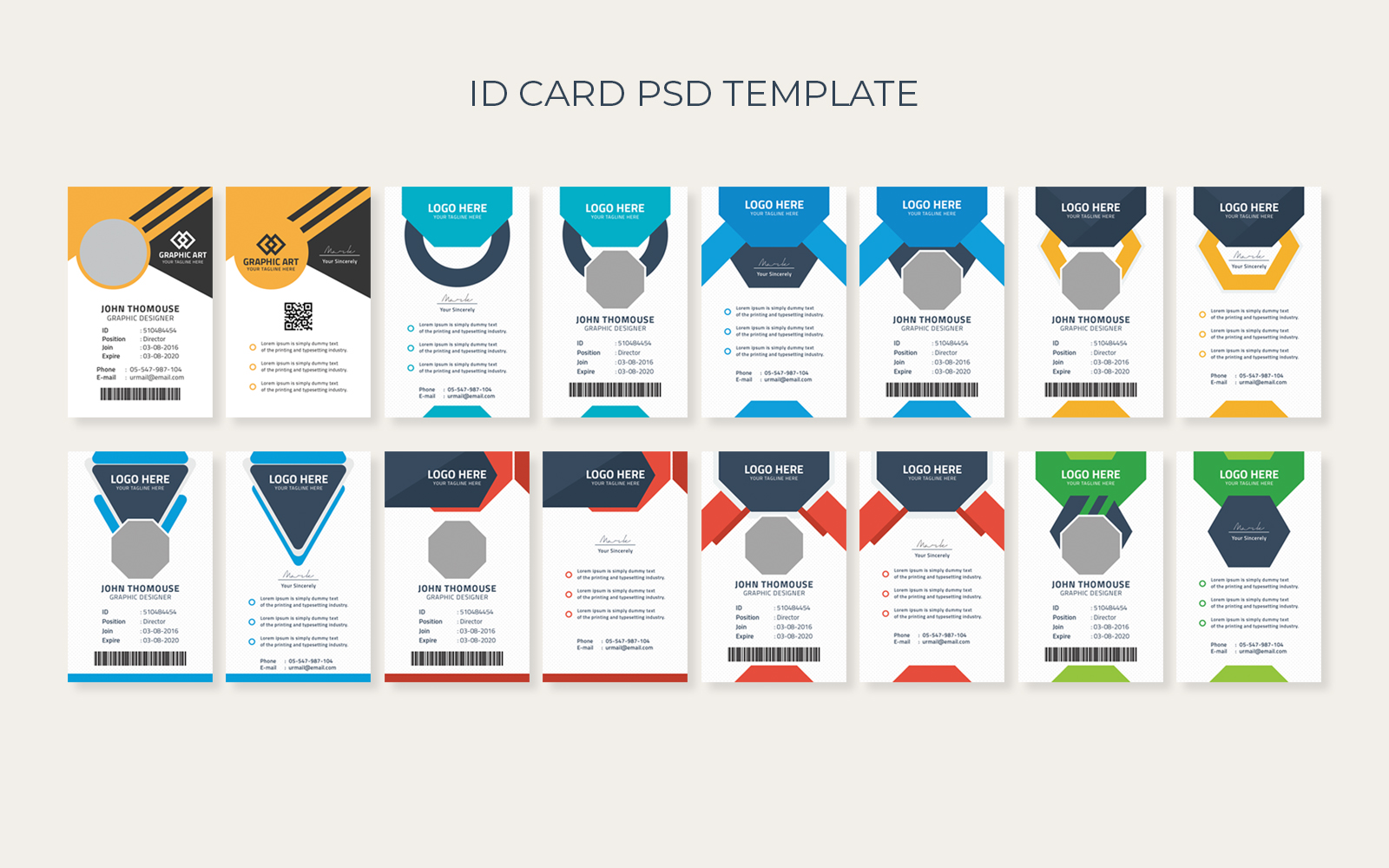 Graphic Designer ID Card Bundle Theme