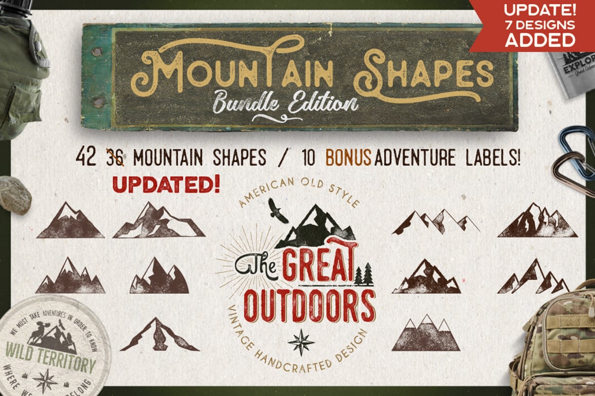 Mountain SVG Icons Shapes Mega Bundle - Vector Image