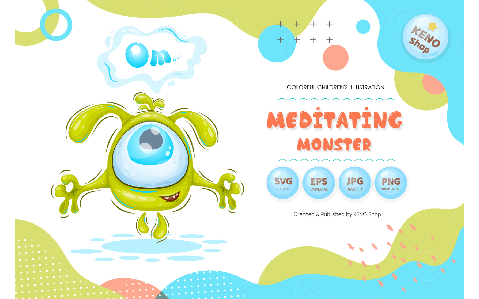 Meditating monster - Vector Image