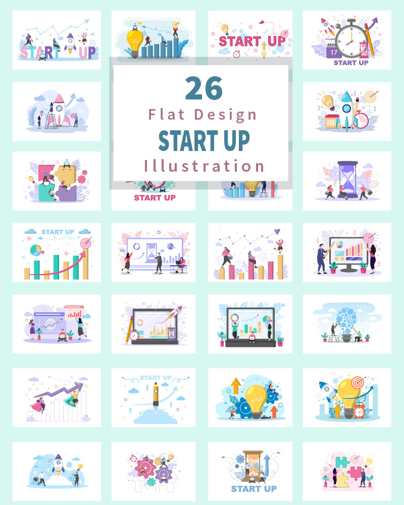 26 Business Startup Flat - Illustration