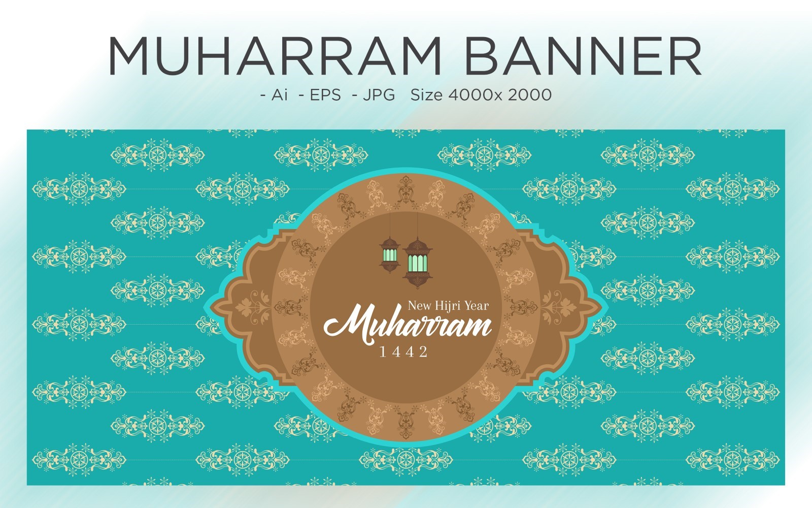 Beautiful Islamic New Year Banner with Pattern - Illustration