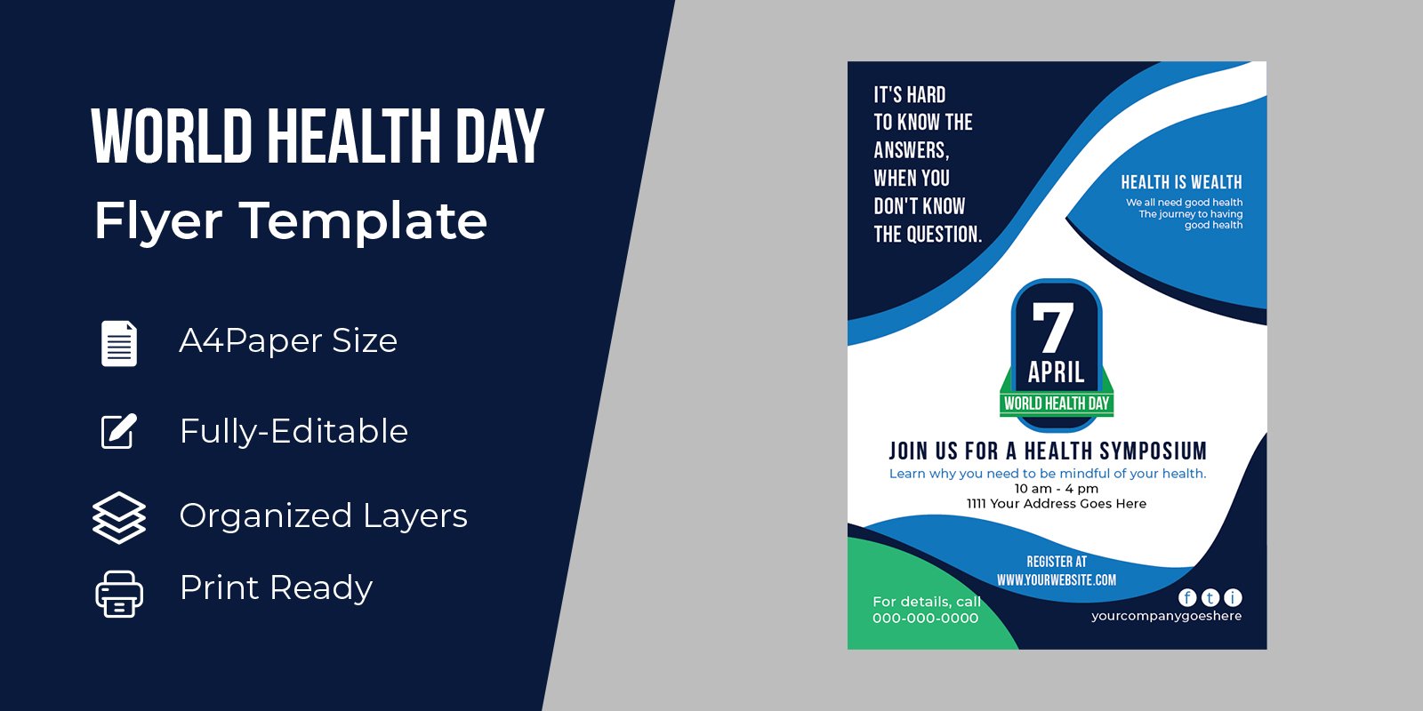 Abstract World Health Day Flyer Corporate Identity