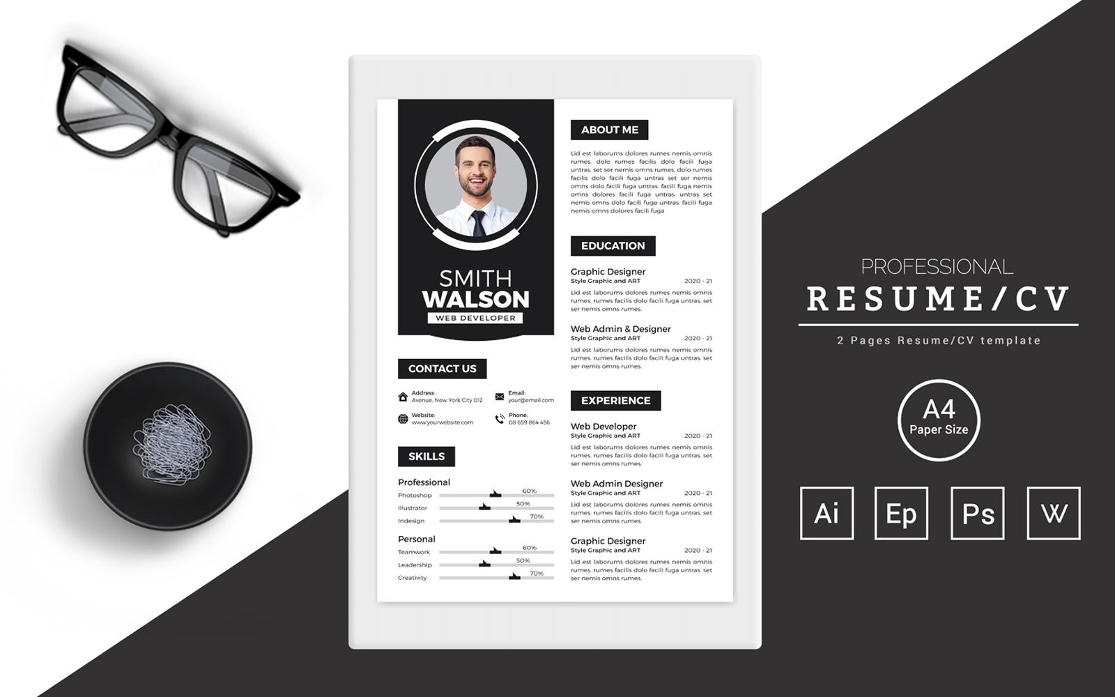Smith Walson – Resume Design for a Web Developer