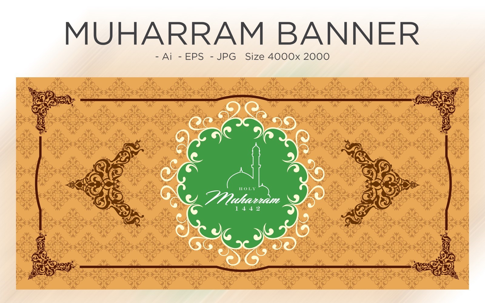 Muharram Mosques Dome and Islamic pattern  banner - Illustration