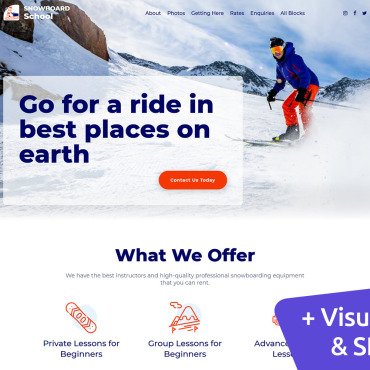 Snowboarding Lessons Landing Page Templates 170979